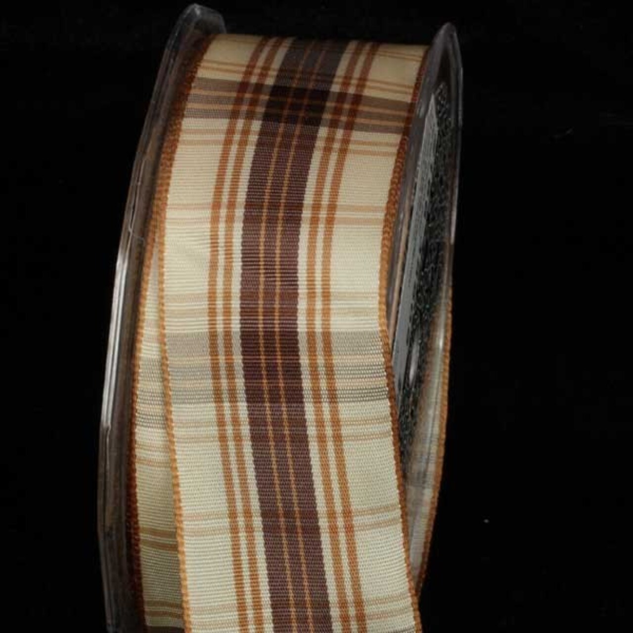 The Ribbon People Ivory and Brown French Plaid Wired Craft Ribbon 1.5" x 27 Yards